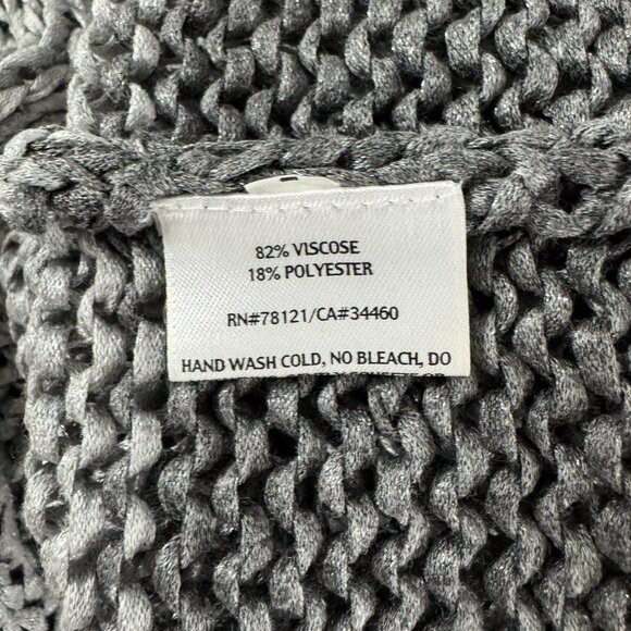 Eileen Fisher Cropped Cardigan Large Gray Open Knit Viscose Blend CJ-2142 - Picture 7 of 8